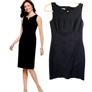 Talbots Dress Sheath Dress Split Neck Sleeveless Size 2p Black